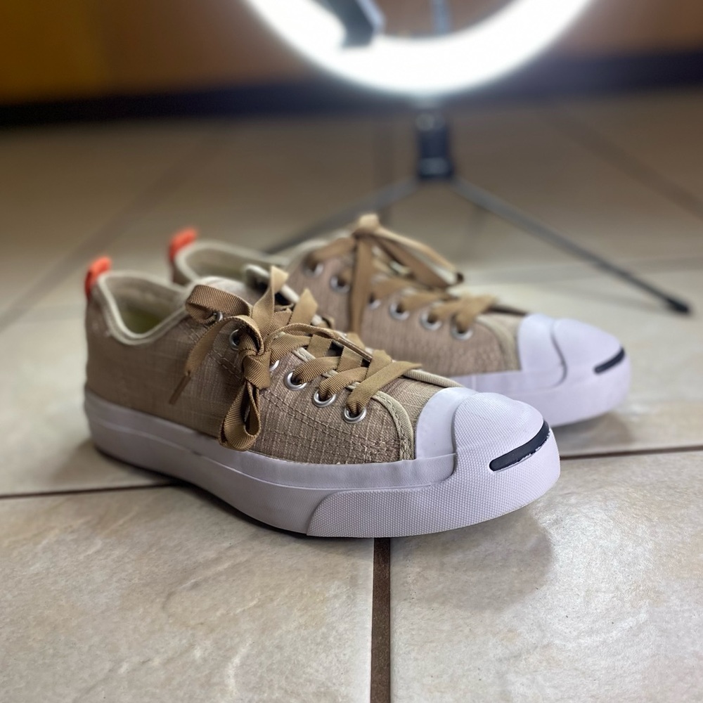 Rare Converse jack purcell lunarlon tan ribbon laces